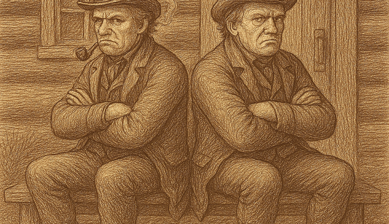 Two Angry Men Sitting Back to Back