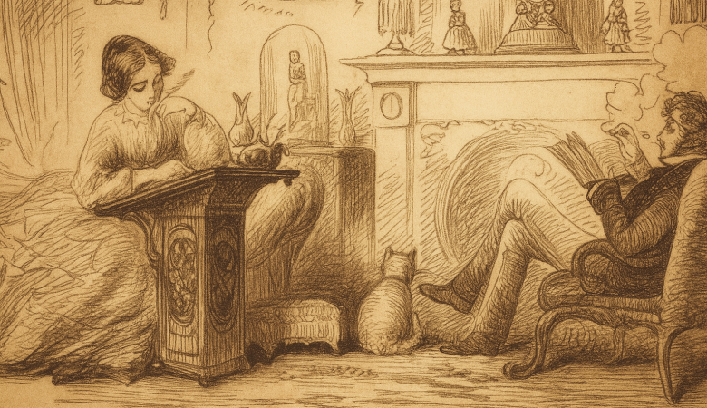AI generated image - Woman Writing in Victorian Parlor