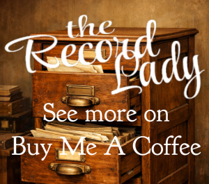 Image of a stuffed filing cabinet with words The Record Lady - see more on buy me a coffee